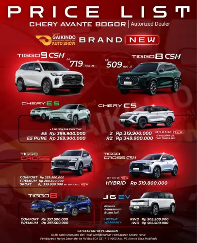 Pricelist Harga Chery bubulak 2025